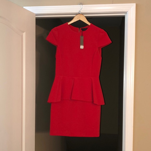NWT Alice + Olivia Classics Cherry Peplum Dress, Size 8. Retail $330. - Picture 3 of 14